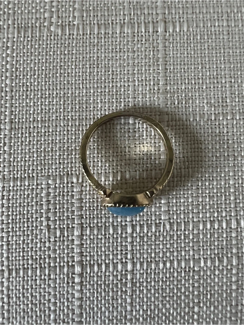 Gold Tone Ring with Blue Stone